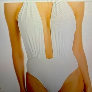RAMY BROOK ANNKA plunging one piece swimsuit, new‎ with tags, white, size large